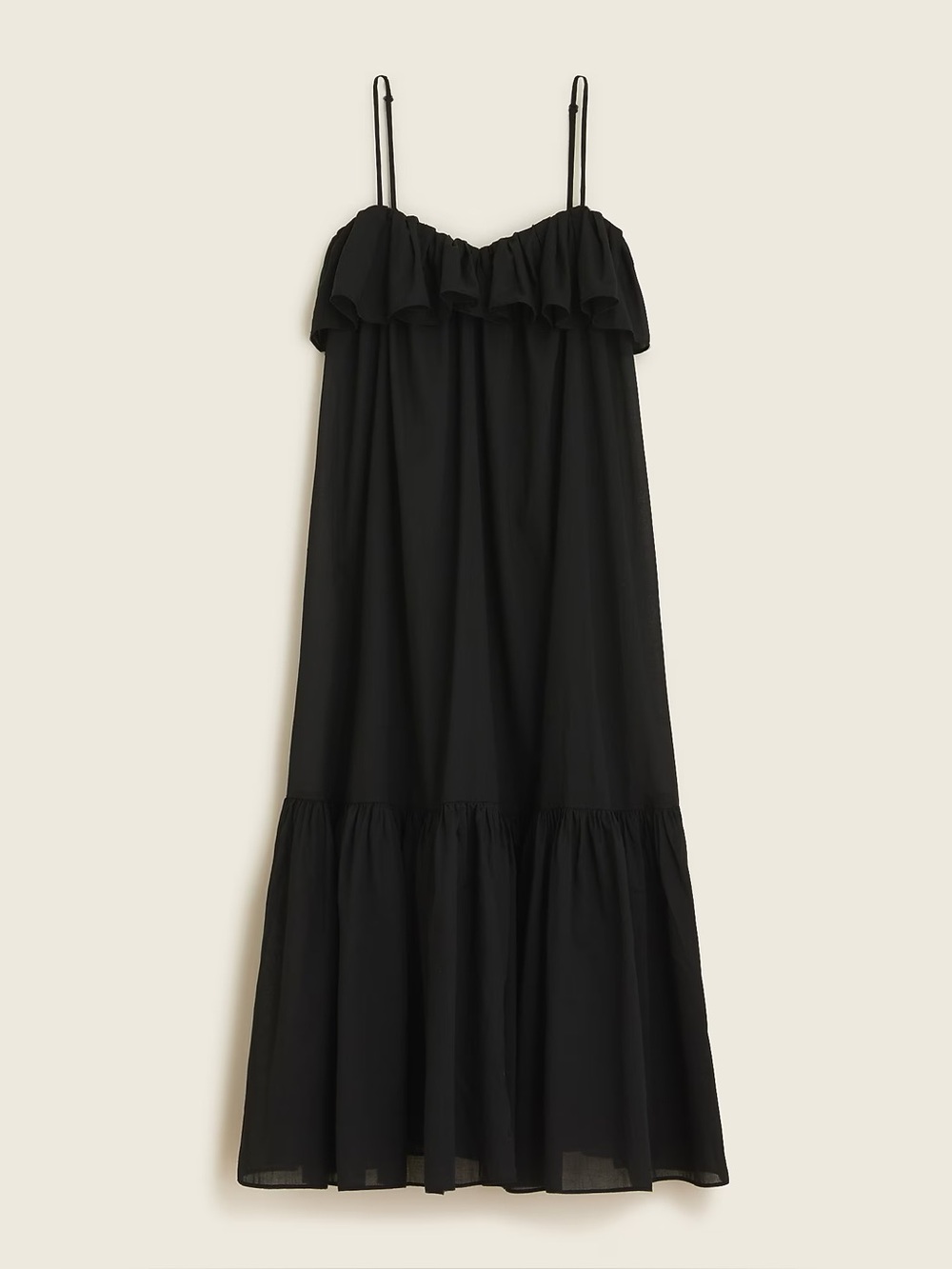 J.Crew Black Spaghetti Strap Ruffle Dress - NWT